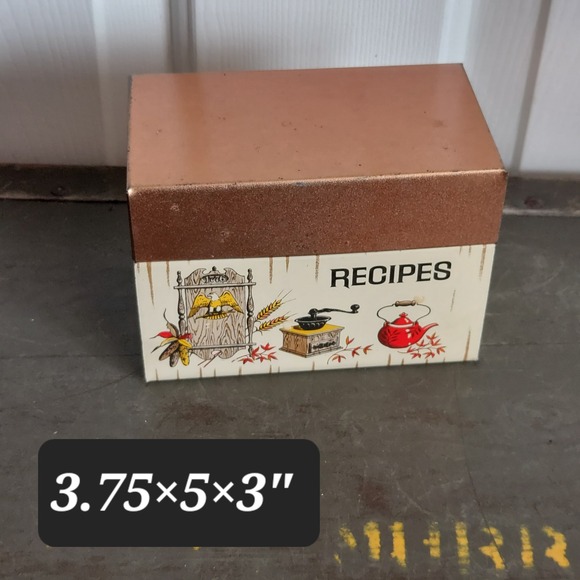 Vintage J Chein Co Metal Recipe Box Americana Eagle Kettle 1776 Made in USA - Picture 8 of 8